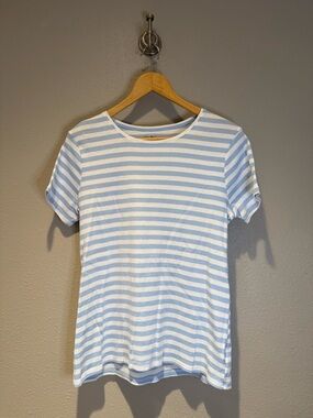 Croft & Barrow Light Blue & White Nautical Striped Short Sleeve Tee Size Small